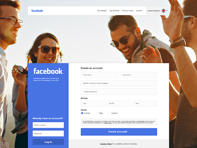 Facebook login page redesign facebook facebook redesign homepage redesign social social network ui uidesign uiux ux uxdesign website