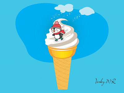 penguinsnowriding bestdesign blue design happy ice ice cream iceberg icecream iceland illustration illustrator penguin penguin snow skating riding snow snow skating snowboarding vector venkatesh venky