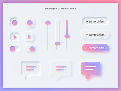 Neumorphic UI Set2 Freebie chat icon design play pause quovantis slider switch button ui set