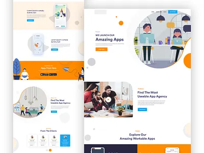 App Landing Page agency app app design app landing page clean design color design illustration landing page typography ux website