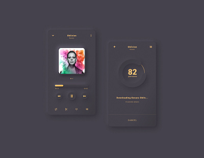 Neumorphical music player design icon illustration music app neumorphic neumorphism ux