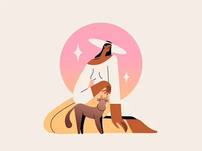 Kitty 2d cat character characters design flat gradient illustration illustrator kitty people pet shape vector