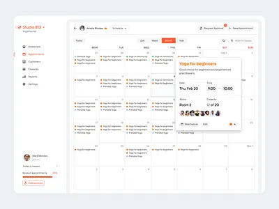 Calendar View appointments calendar calendar app calendar ui product product design schedule schedule app uxdn yoga