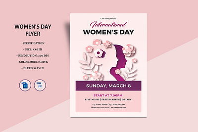 Women's Day Flyer Template celebration invitation template ms word music party photoshop template