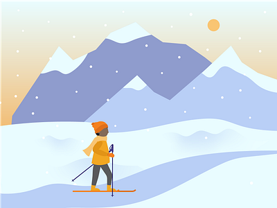 Scenic Ski blue canada cold illustration mountains outoors purple purple gradient ski skiiing snow snowy sun sunrise sunset toque weathered winter winter sports yellow