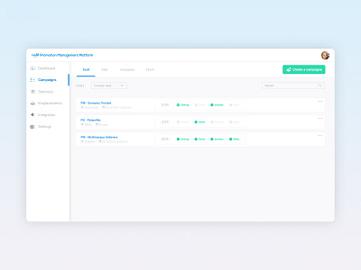 Promotion Management Platform - Campaigns app dashboard graphic icon promotions saas ui ui ux user experience user interface ux