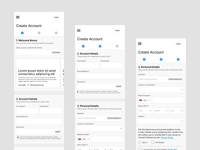 Registration Concept fields input interface registration registration form sign up ui ux