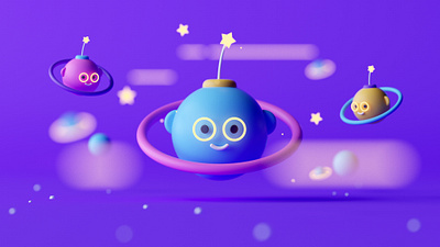 Cool Planets! 3d c4d cartoon character character design cinema 4d design illustration isometric low poly octane