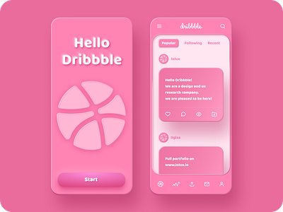 Skeuomorphic Hello Dribbble Figma Freebie 2020 trend account app clean design hellodribbble neumorphic neumorphism skeuomorphic skeuomorphism