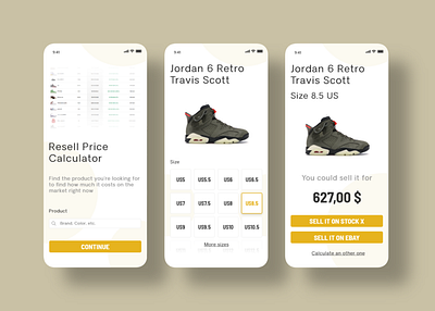 Daily UI Challenge - Calculator app daily ui jordan mobile mobile app nike sneakers stockx ui ux