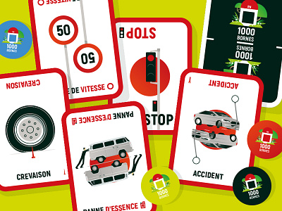 1000bornes accidents 1000bornes accident car cardboard cardgame cards children enfants game illustration illustrator jeu jeu de société kids vector