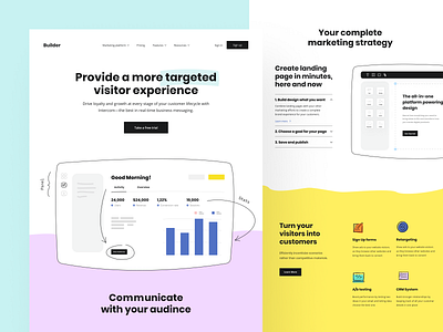 Builder: Landing page app design business customer service customers dashboard landing marketing marketing services platform product design saas services site startups targeting web web application website