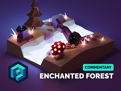 Enchanted Forest Commentary Tutorial 3d blender diorama illustration isometric low poly lowpoly lowpolyart render tutorial