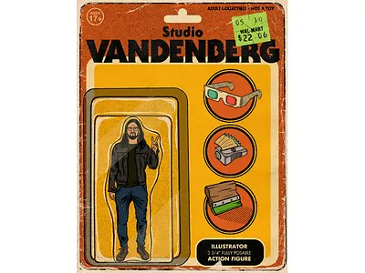 Self Promotion Action figure action figure branding brush pen illustration line art promotional self portrait vintage