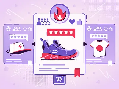 Trends art design flat illustration interface item shop social proof tech vector web