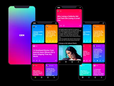 GEN app colorfull dark ui figma interface media