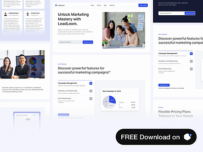 Leadloom - Marketing Management Website advertising agency website animation b2b business digital agency digital marketing framer landing page landing page template management marketing marketing agency portofolio promotion saas social media ui8 website website theme