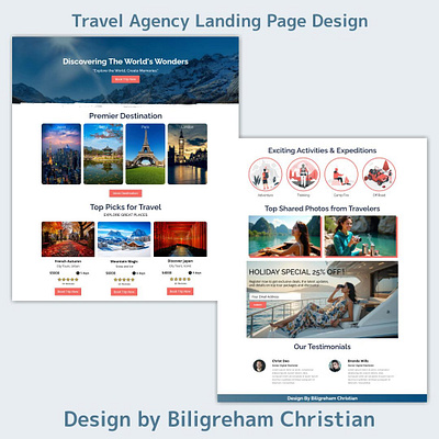 Travel Agency Landing Page Design biligrehamchristian brandingyourbusiness businesssuccess clientconversion digitalmarketingfortravel onlinebooking travelagencygrowth travelagencymarketing travelbusiness travelexperts traveltips websitefortravel