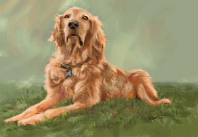 Murray Happy Sunny Days animals beautiful brushwork digital fine art digital oil painting doglover dogs fur golden retriever happydog painting portraiture sunshine wet paint