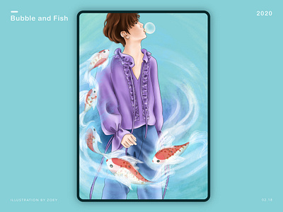 bubble and fish boy bubble design fish illustration people