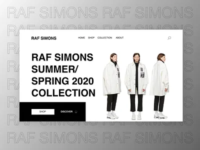 RAF SIMONS - Concept aesthetic clean design fashion fashiondesign flat interaction interfacedesign landingpage minimal rafsimons ui userinterface ux web webdesign
