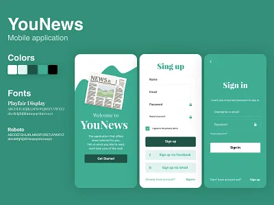 News Mobile App Design app branding design minimal sign in sign in form sign up sign up form ui ux web website