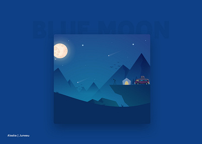 Moon watcher art design designers digital art dribbble dribbblers flat illustration moon mountain stargazing vector visual art