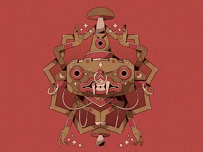 HONGOS cactus cartoon maceta méxico vector