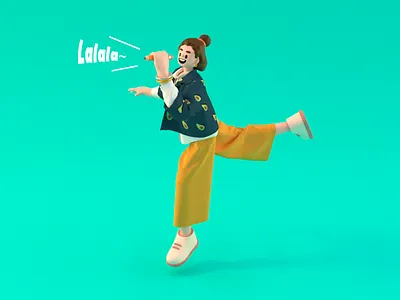 Sing whenever you want! Sing wherever you want! 3d 3d modeling c4d character character design cinema 4d girl illustration jacket singer singing