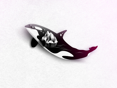 Killer whale iceberg icon illustraion killer whale ocean sea skeumorphism stars vector whale
