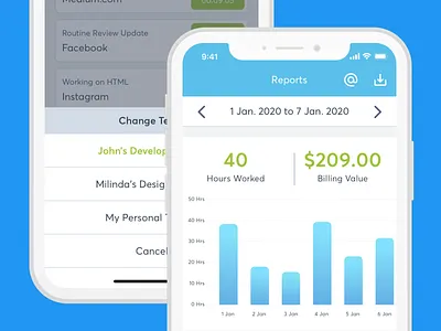 Report - Time Tracking App UI Design android app design clean ui design ui ui design user experience design user inteface ux
