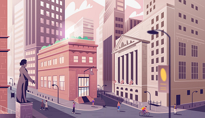 Wall Street | New York architecture building cartoon city financial illustration new york nyc stock exchange vector wall street ​​landscape