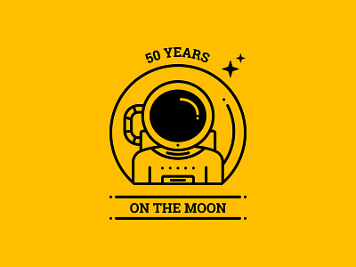 50 Years on the Moon 1969 apollo 11 astro astronaut black icon icon design illustration logo luna moon moon landing nasa neil armstrong rocket rocketship space yellow