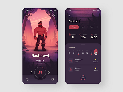 FitApp 2 adobe xd app design illustration inteface ios ios app minimalistic ui uidesign