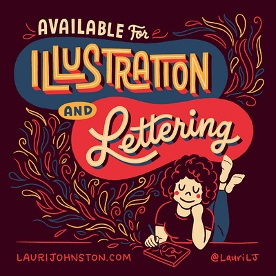 Available for Illustration and Lettering available colorful doodles freelance hand drawn type illustration lauri johnston lettering pattern procreate script type typography