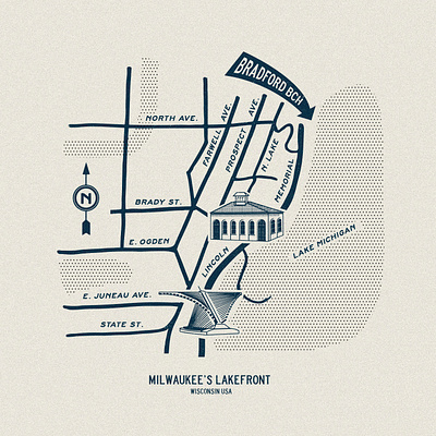 ---5/52--- Milwaukee Lakefront badge design illustration lakefront map milwaukee type typography vector