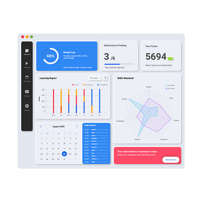 Neomorphic UI Design for Reporting Dashboard dashboard design education enterprise enterprise app enterprise ux neomorphism reports ui uidesign ux