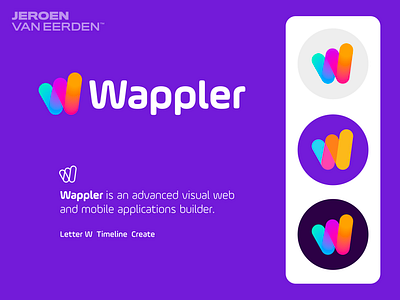 Wappler - Logo Design blend mode logo brand identity design branding build creative logo fresh logo gradient graphic design logo modern design modern logo monogram purple visual identity design wappler web