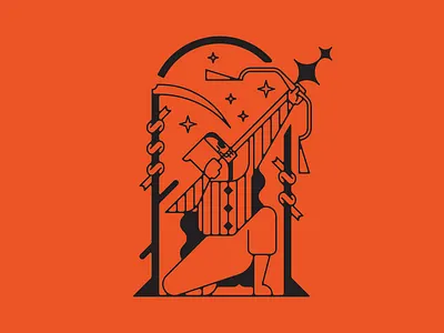 The Archer archer character character design death flat grim reaper illustration minimal occult skeleton vector