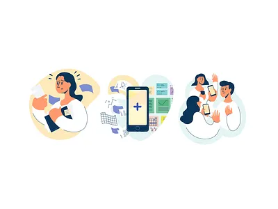 App Spot Illustrations app illustration medical mid century modern onboarding pastel people spot illustration vector