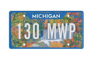 Michigan License Plate Design (Dribbble Weekly Warmup) adobe illustrator autumn autumn leaves design fall falls graphic design illustration illustrator michigan nature nature illustration trees vector vector art