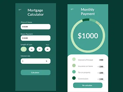 Calculator for Mortgage.