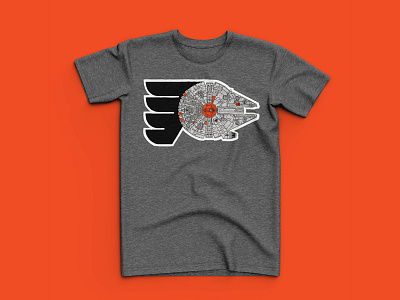 Philadelphia Flyers Star Wars Day Shirt disney flyers hand drawn illustration millenium falcon nhl philadelphia sports starwars t shirt