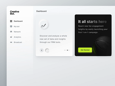 Creative Bot - Onboarding Dashboard animation dashboard interaction design neumorphic neumorphism