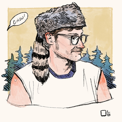 Rob in Racoon Hat digitalart illustration portrait portrait illustration procreate