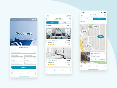Rent apartment app android app design flat ios mobile ui ux