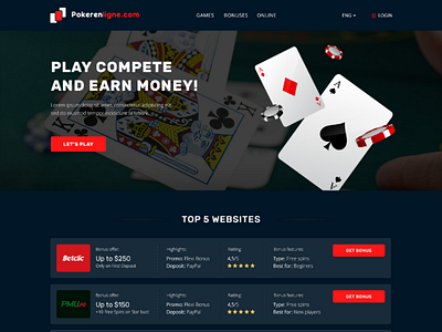 Poker online web design graphic design