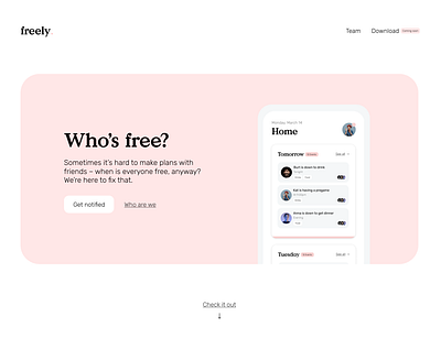 Freely landing page clean ios typogaphy uiux web design website