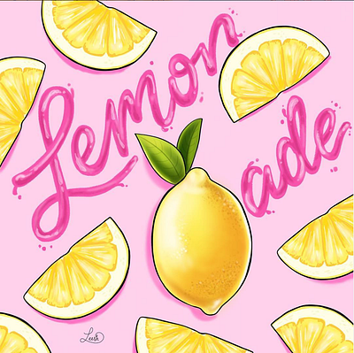 Pink Lemonade calligraphy digital painting handlettered illustration lemon lemonade lettering procreate type