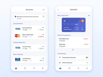 Cards Holder App app app design banks cards clean creative credit card debit card finance fintech fintech app flat minimal mobile mobile app mobile ui money app savings ui ux